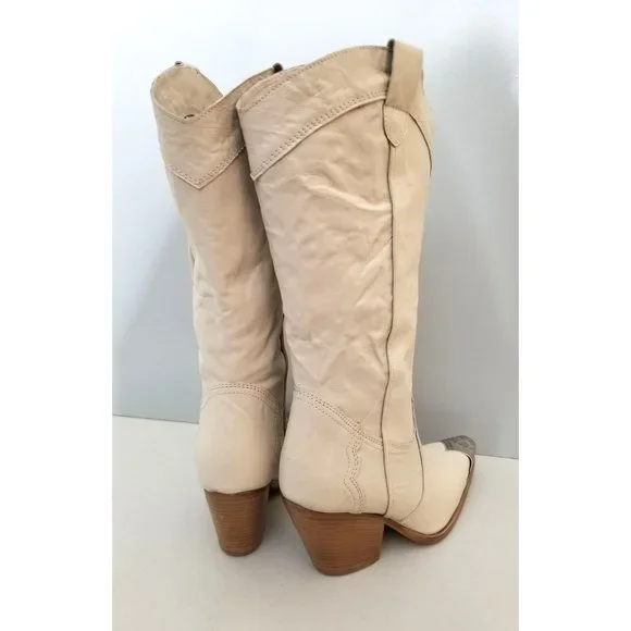 Free People Cream Heeled Boots with Silver Accents - Picture 2 of 5